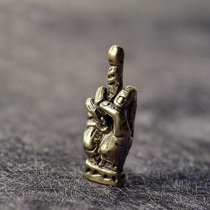 Brass Hand Middle Finger Up Keychain Pendant Trinket Hanging Jewelry Ornament 07FC0E-D4 - KOEEK