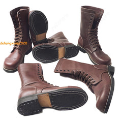 M1942 WWII US Army 101/82 Cos Shoes Long Boots Cowhide Boots Retro Hiking Boots 07FC0E-D4 - KOEEK