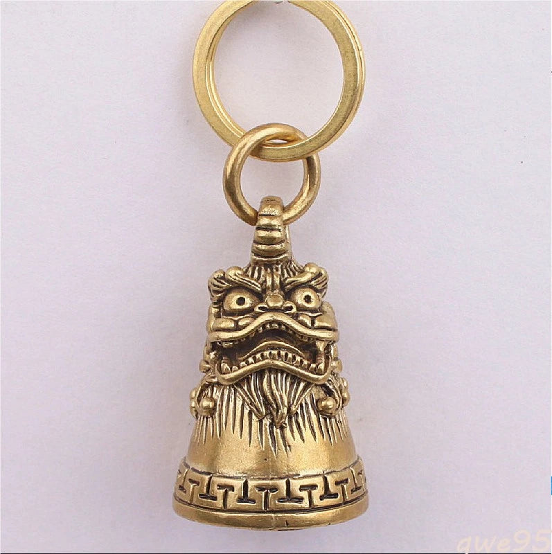 1PC 3.5CM Old Miao Silver Feng Shui Foo Dog Lion Bell Luck Pendant Decoration 07FC0E-D4 - KOEEK
