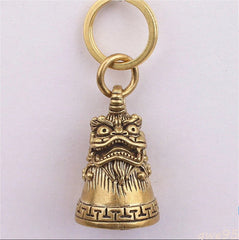 1PC 3.5CM Old Miao Silver Feng Shui Foo Dog Lion Bell Luck Pendant Decoration 07FC0E-D4 - KOEEK