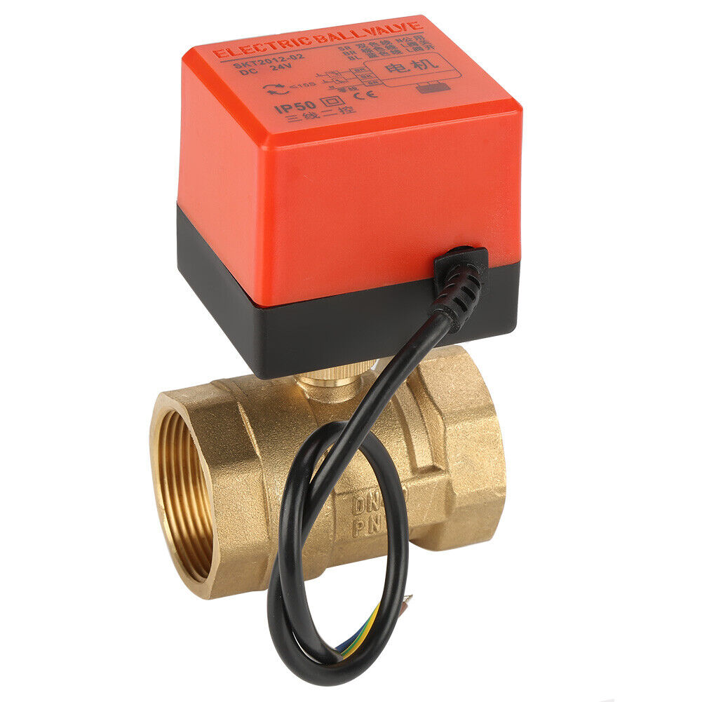 new DC 24V 2 Way 3 Wires Brass Motorized Ball Valve Electrical Valve DN40 G1-1/2 koeek - KOEEK