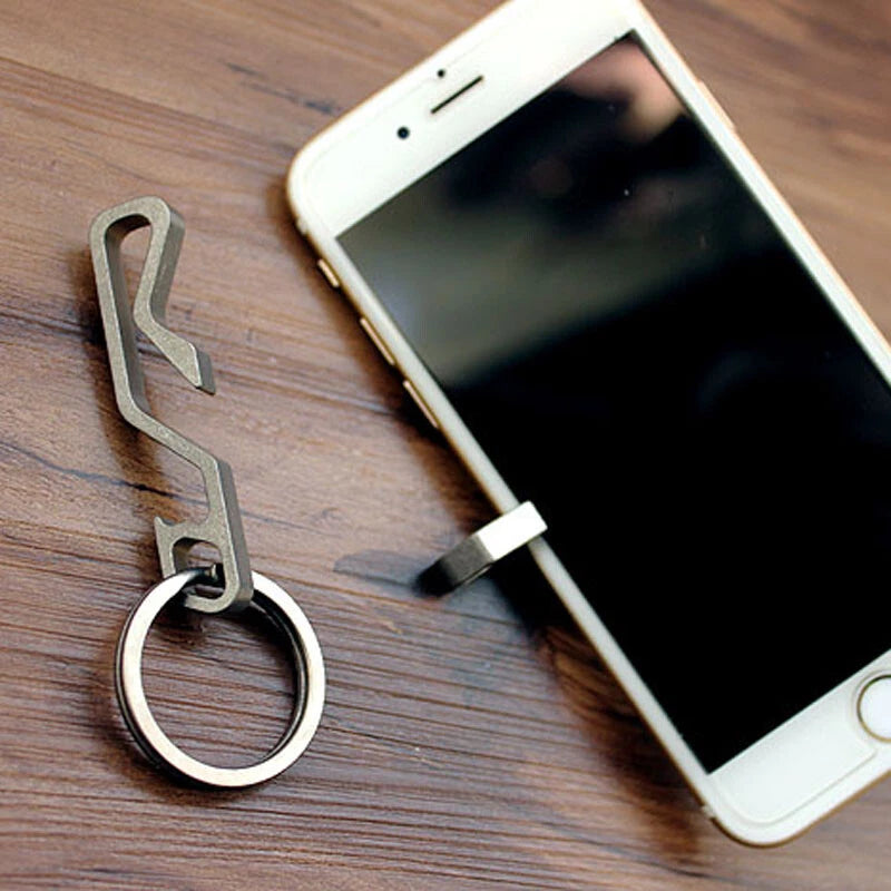EDC titanium Multifunctional tool Keychain key ring Corkscrew Opener phone stand 07FC0E-D4 - KOEEK