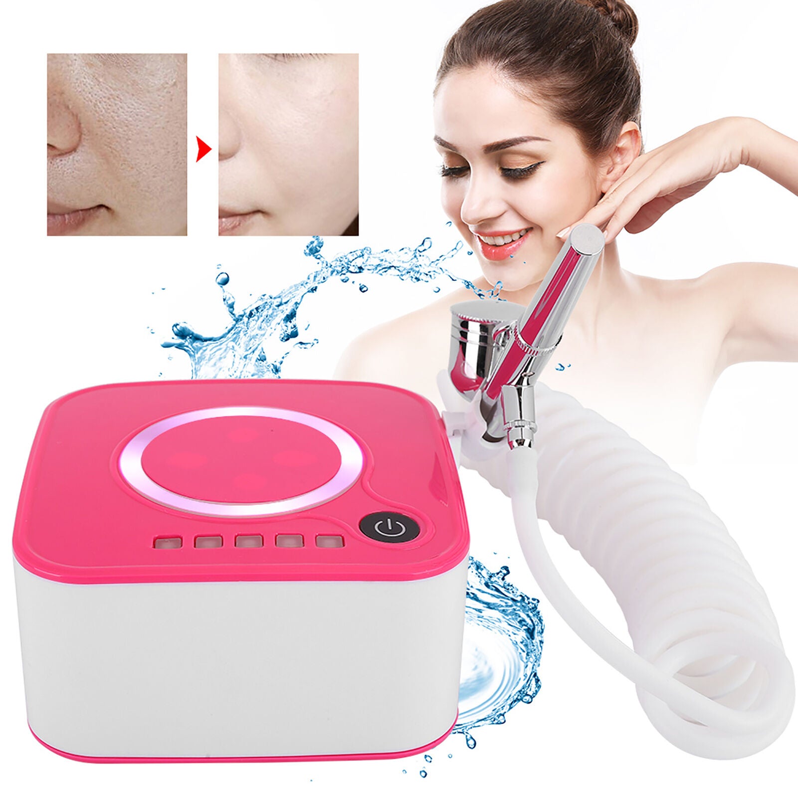 new Airbrush Spray Oxygen Sprayer Face Moisturizing Airbrush Pink(US Plug ) HGF koeek - KOEEK