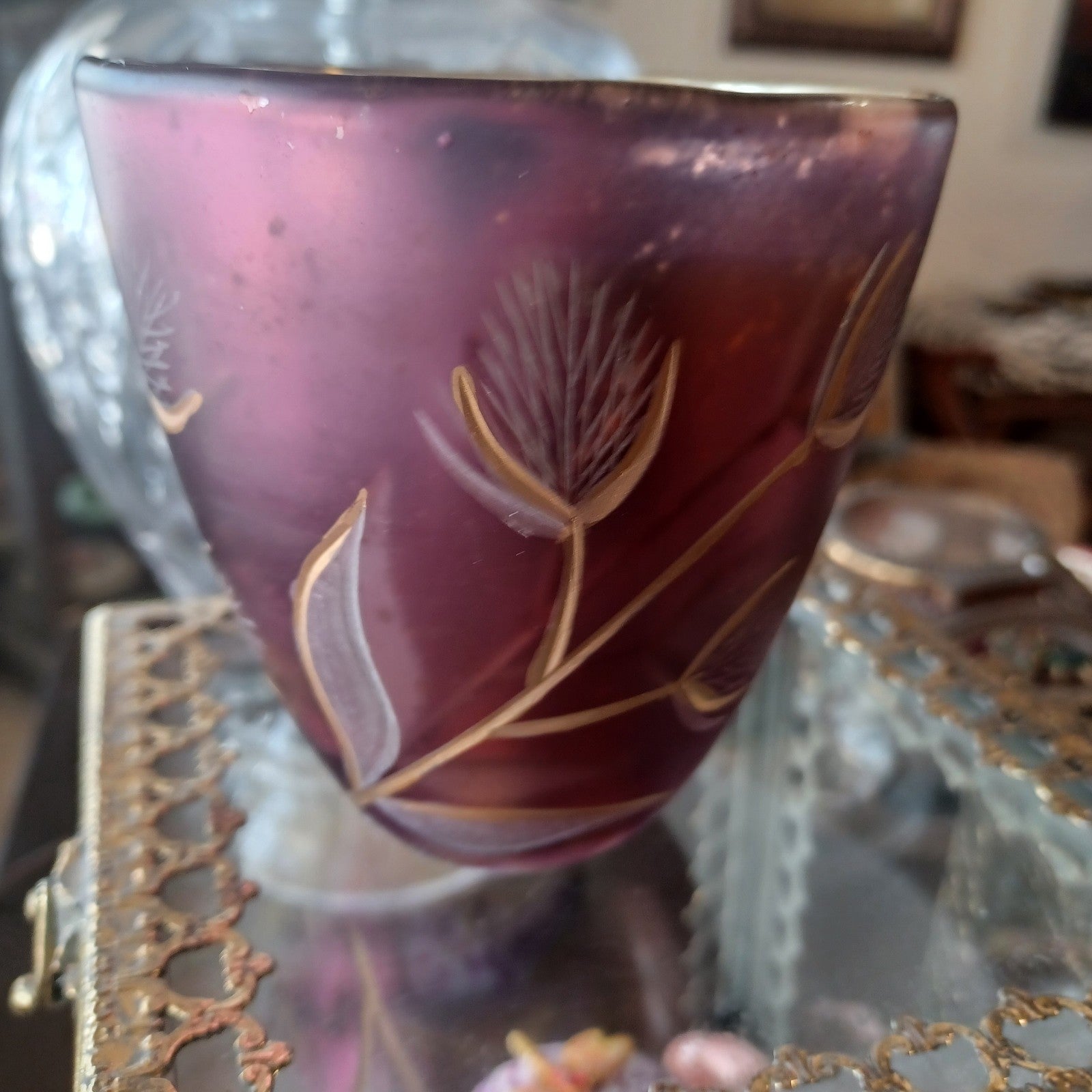 ANTHROPOLOGIE ALEXANDRA ~ NIGHT GARDENIA ETCHED GLASS CANDLE  ~ BEAUTIFUL ANTHROPOLOGIE - KOEEK