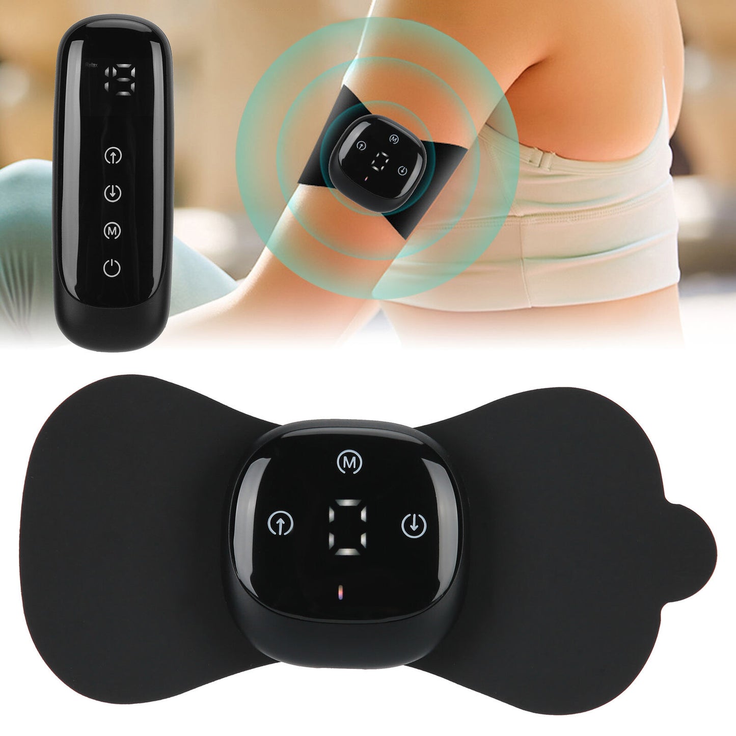 new Neck Massager Relieve EMS Massage Patch Sticker Wireless Massage Pad(Black ) HGF koeek - KOEEK