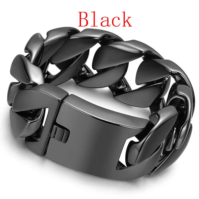 Gold Black 32mm Men Super Heavy Stainless Steel Bracelet Women Chain Bracelets 07FC0E-D4 - KOEEK