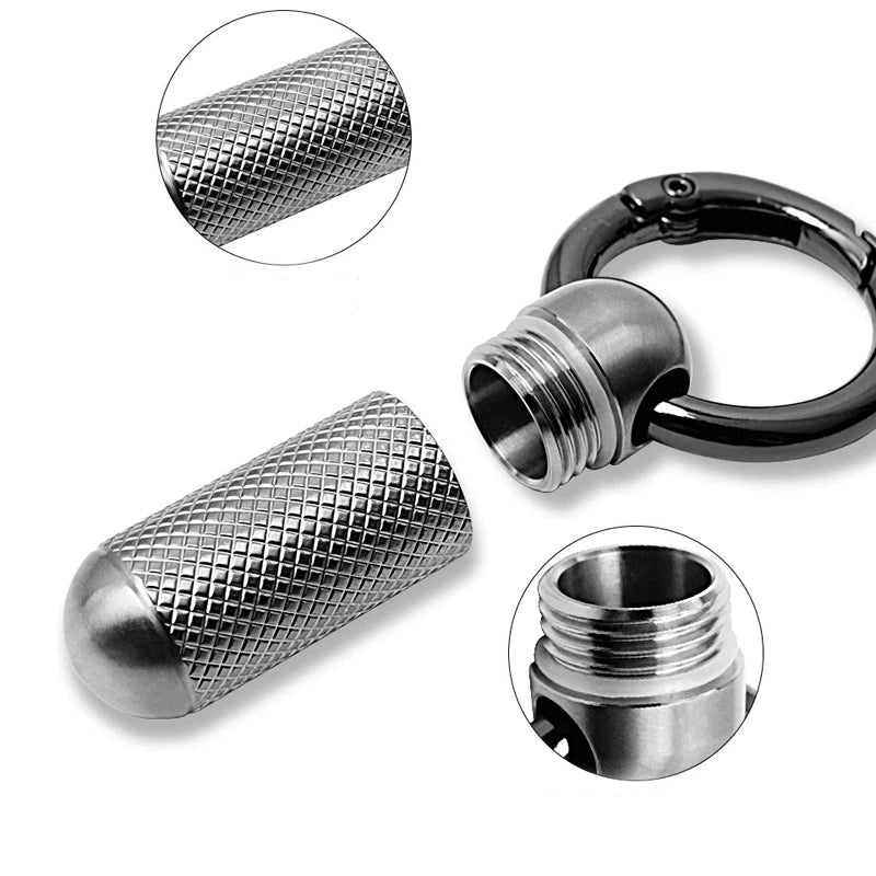 Outdoor EDC Titanium Alloy Waterproof Pill Storage Box Travel Survival Container 07FC0E-D4 - KOEEK