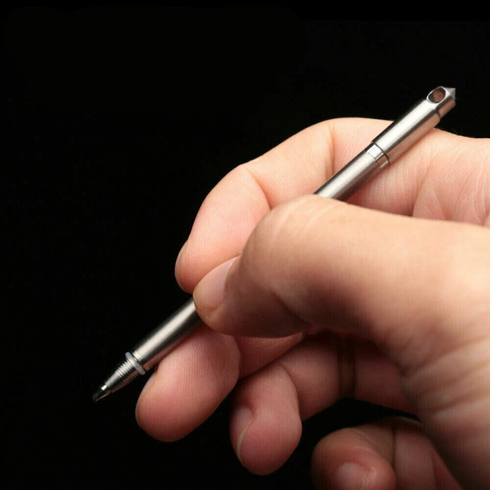 Titanium Mini Pen Key Chain Pendant Ball Pens Ballpoint Pen Outdoor Pocket EDC 07FC0E-D4 - KOEEK