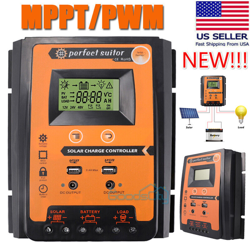 ny 12/24V 60/80/100A MPPT Solar Charge Controller Panel Batteriregulator Dual USB