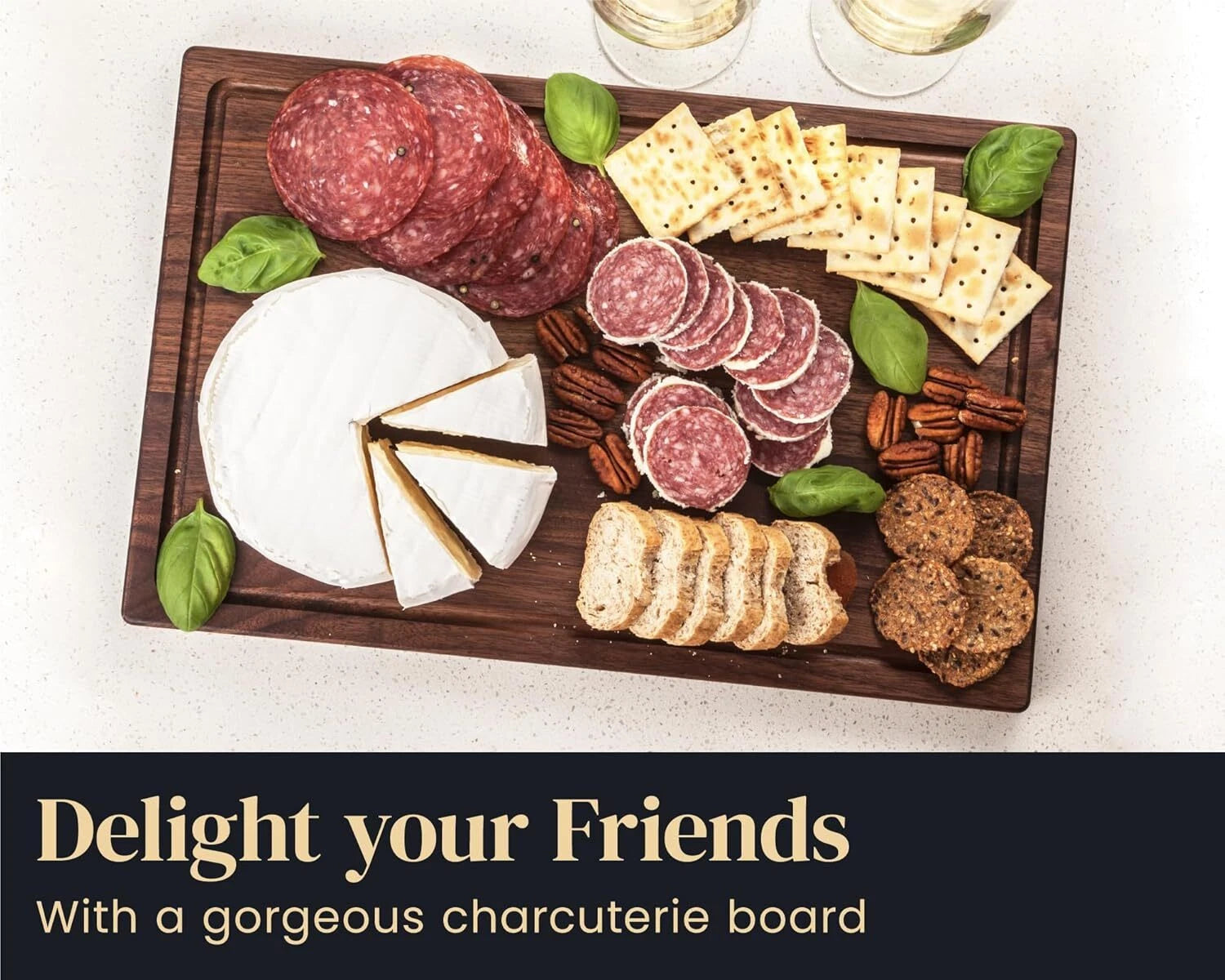 Walnut Wood Cutting Board for Kitchen, Reversible Wooden Chopping Board 07FC0E-D4 - KOEEK