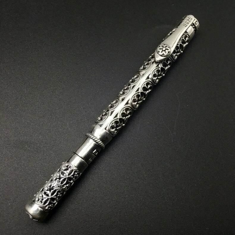 S925 Silver High Quality Ballpoint Pen EDC Tactical Signature Pen Gift 07FC0E-D4 - KOEEK