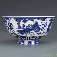 Blue White Figure Guiguzi Downhill Bowl Antique Ornaments Porcelain Collection 07FC0E-D4 - KOEEK