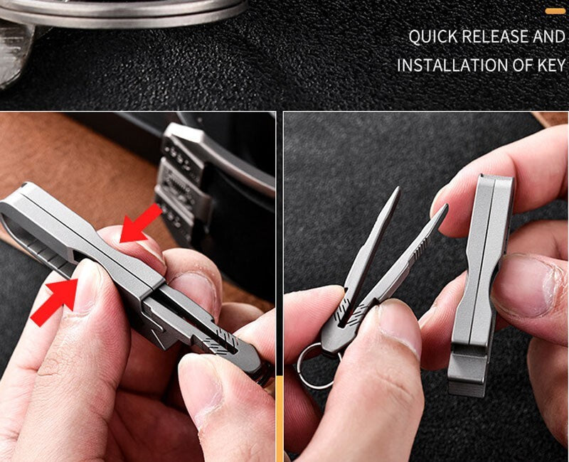 EDC Titanium Keychain Fast Release Belt Buckle with Tweezers Portable Key Chain 07FC0E-D4 - KOEEK