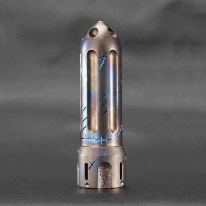 Outdoor EDC Hand Carved Titanium Waterproof Box Pill Case Storage Tank Portable 07FC0E-D4 - KOEEK