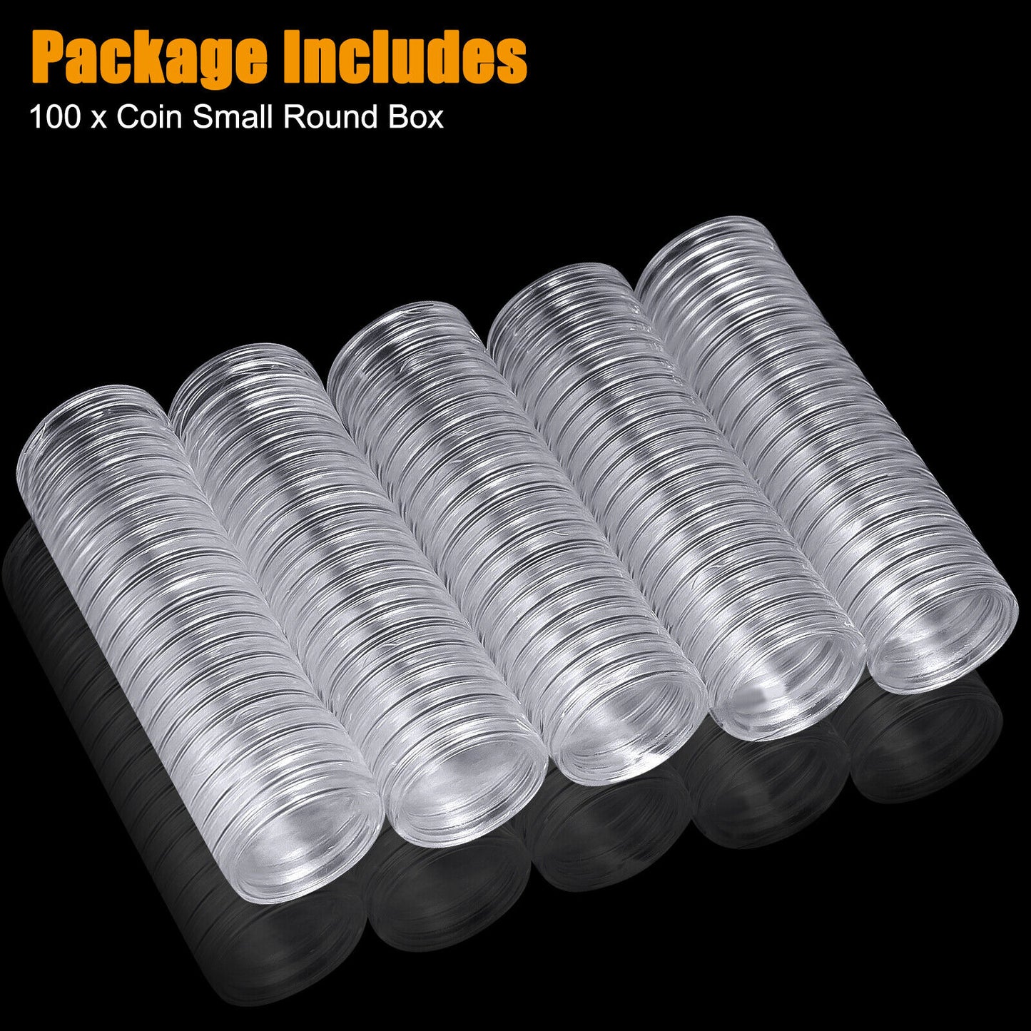 100PCS 18mm Coin Holder Capsules Case Clear Plastic Round Storage Container Box