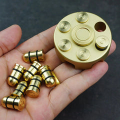 Brass Revolver Bullets Finger Spinner Spinning Top Fidget Pocket Toy EDC Gift 07FC0E-D4 - KOEEK