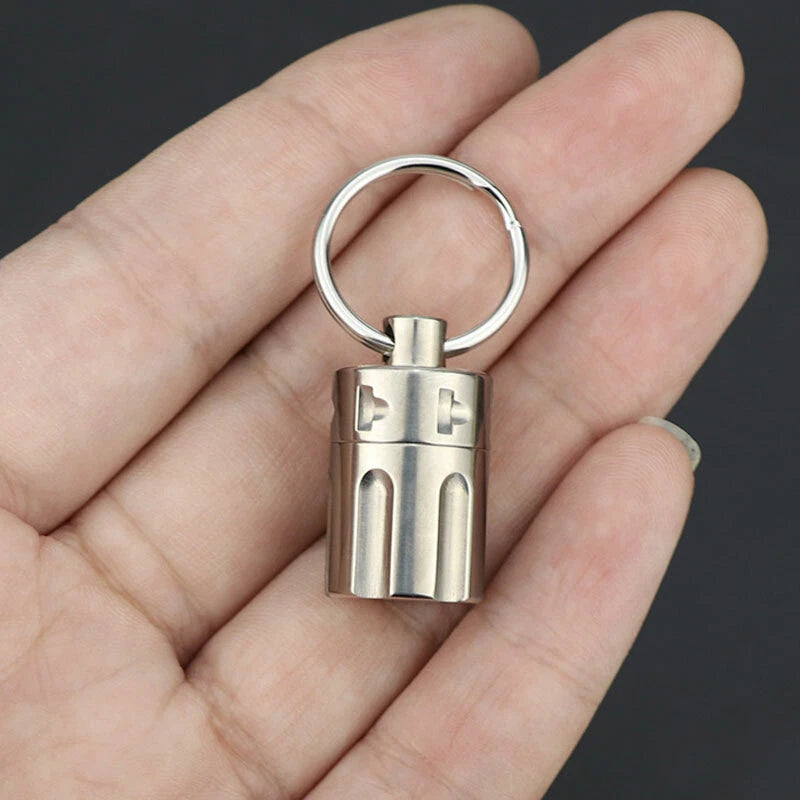 TC4 Titanium Waterproof Pill Container Revolver Cylinder Keychain Pendant EDC 07FC0E-D4 - KOEEK