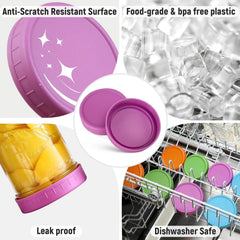 [16 Pack] Colored Plastic Mason Jar Lids Fits Ball, Kerr & More 07FC0E-D4 - KOEEK