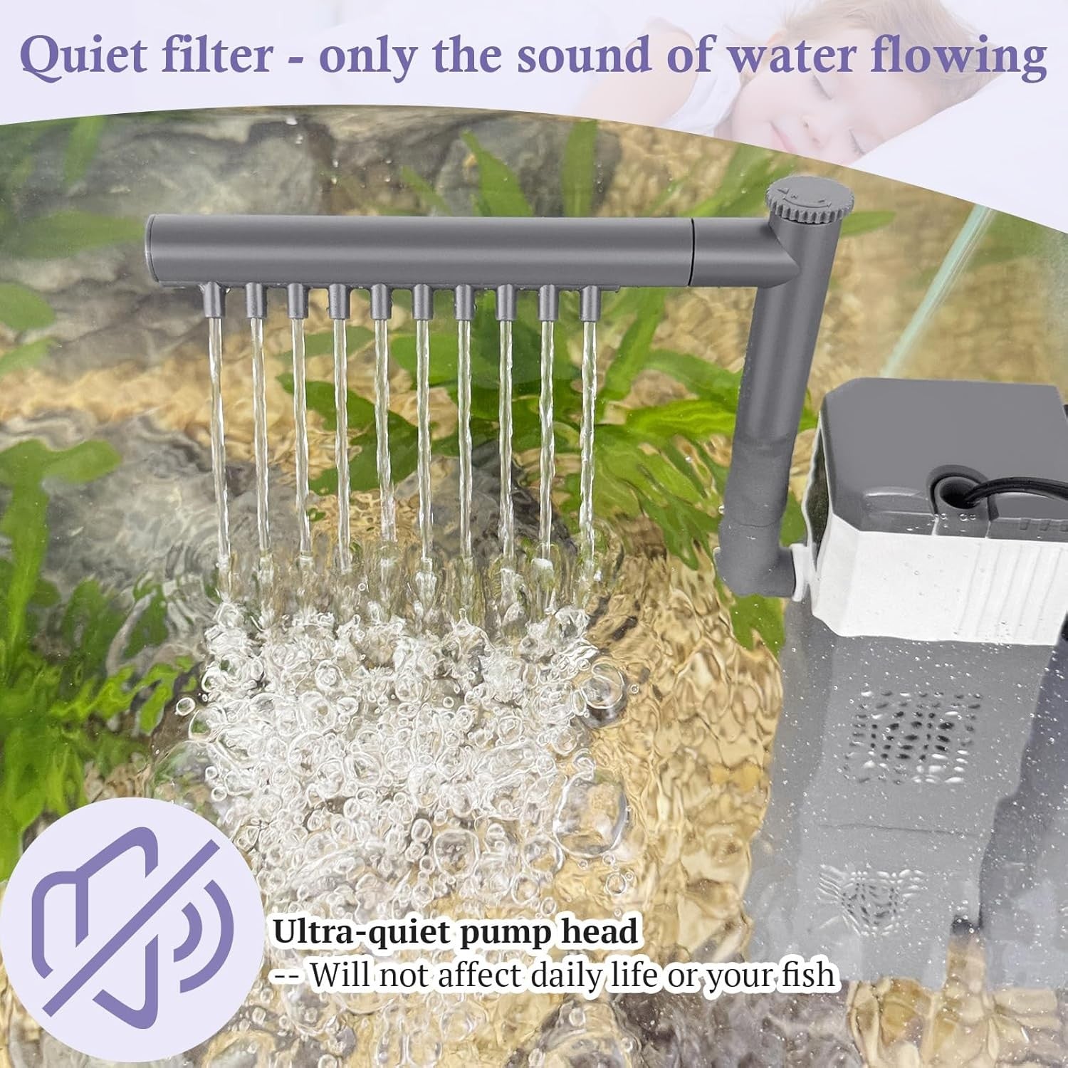 new 15W 210GPH Ultra Powerful Aquarium Filter for 15-40Gallon Fish Gray/White 07FC0E-D4 - KOEEK