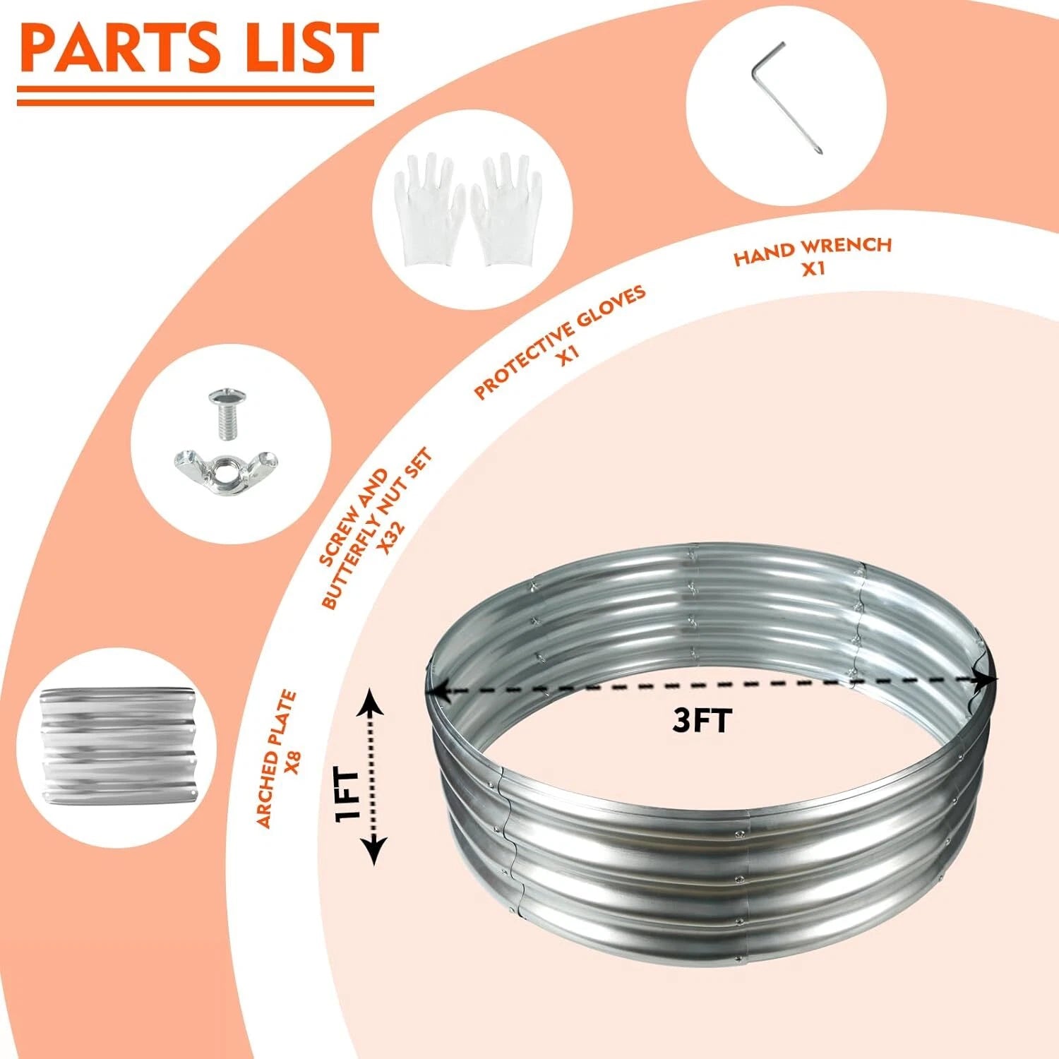 (36 inch round galvanized fire pit ring/fire ring - collapsible, silver) 07FC0E-D4 - KOEEK