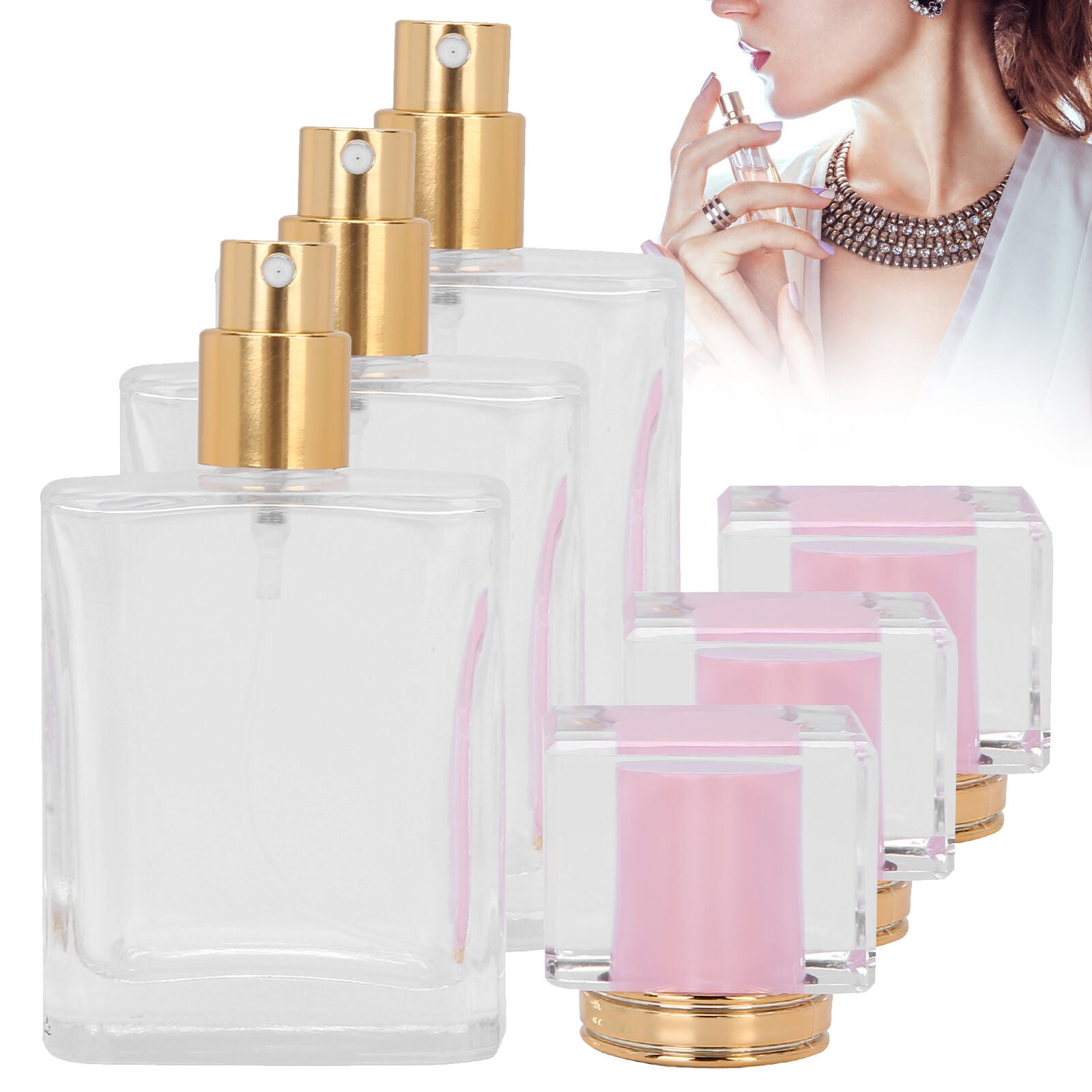 new 50ml Refillable Perfume Bottle Spray Liquid Empty Atomizer Container(Pink ) HGF koeek - KOEEK