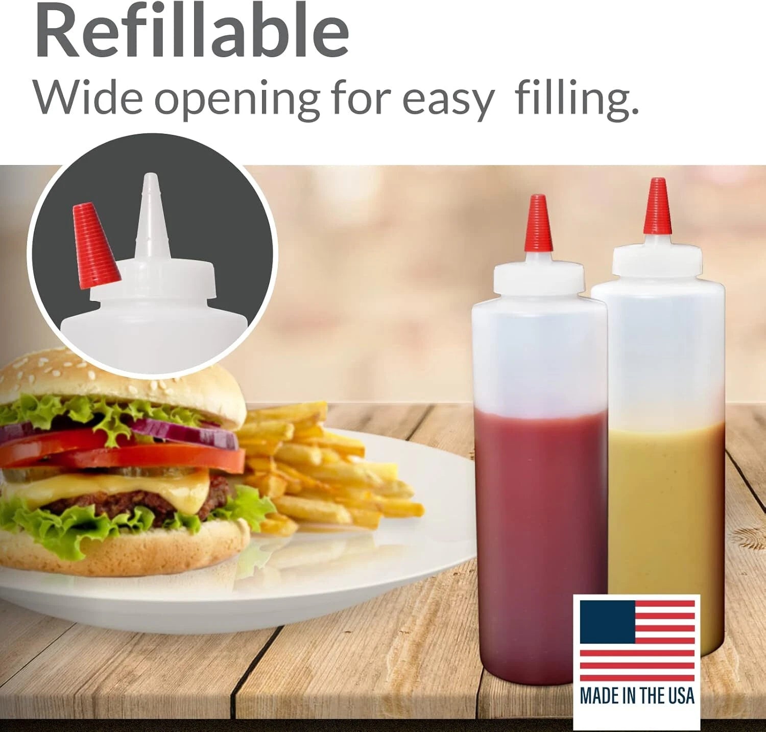 Mercantile Plastic Squeeze Condiment Bottles with Red Tip Cap 16-ounce Set of 6 07FC0E-D4 - KOEEK