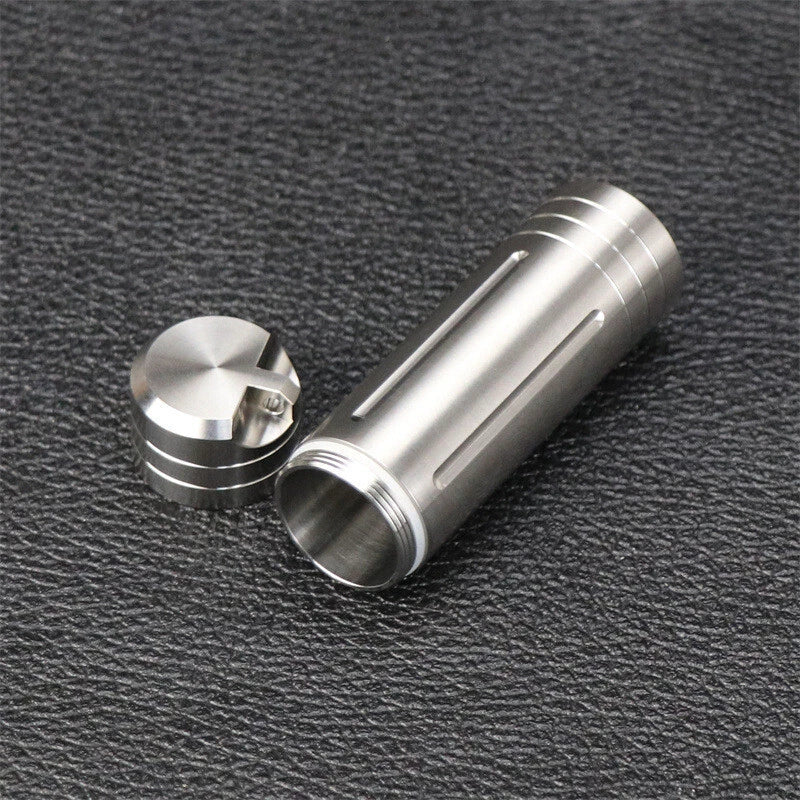 EDC Titanium Alloy Waterproof Case Portable Pill Medicine Capsule Storage Box 07FC0E-D4 - KOEEK