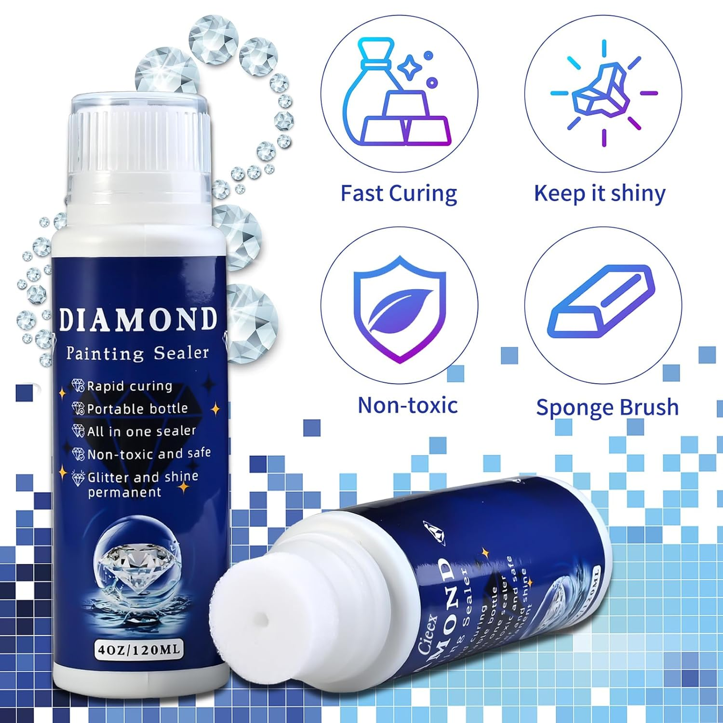 ny 2-Pack Diamond Painting Protectant Sealer Brightener (120ml*2), 8OZ Diamond Paint