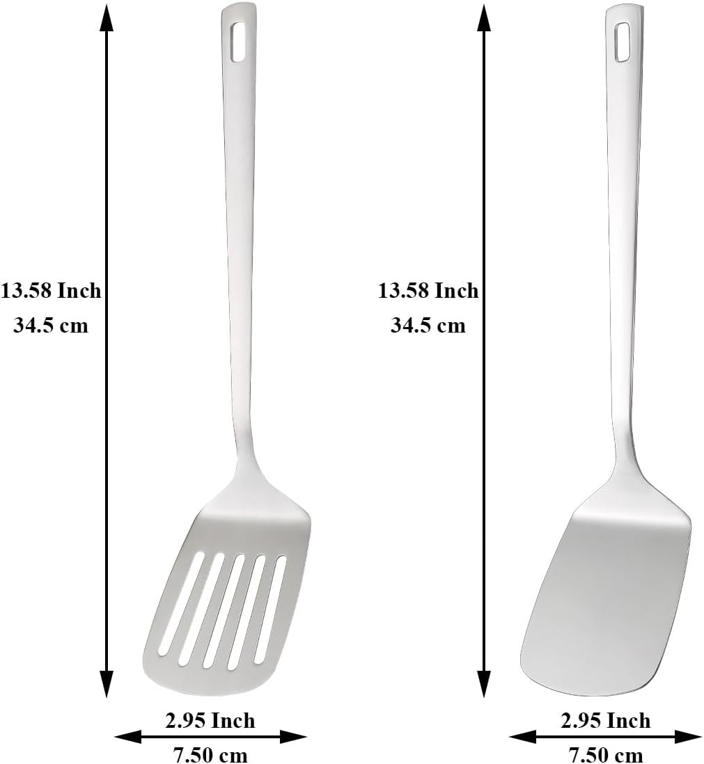 new Kyraton Stainless Steel Spatulas Set, Silver Slotted Turner, Solid KYRATON - KOEEK