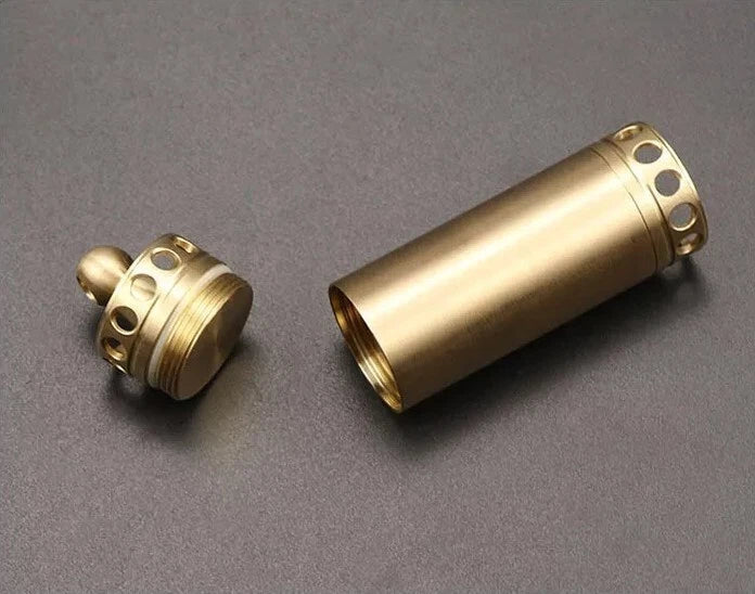 Brass Waterproof Pill Box Organizer Container Case Storage Tank Key chain EDC 07FC0E-D4 - KOEEK