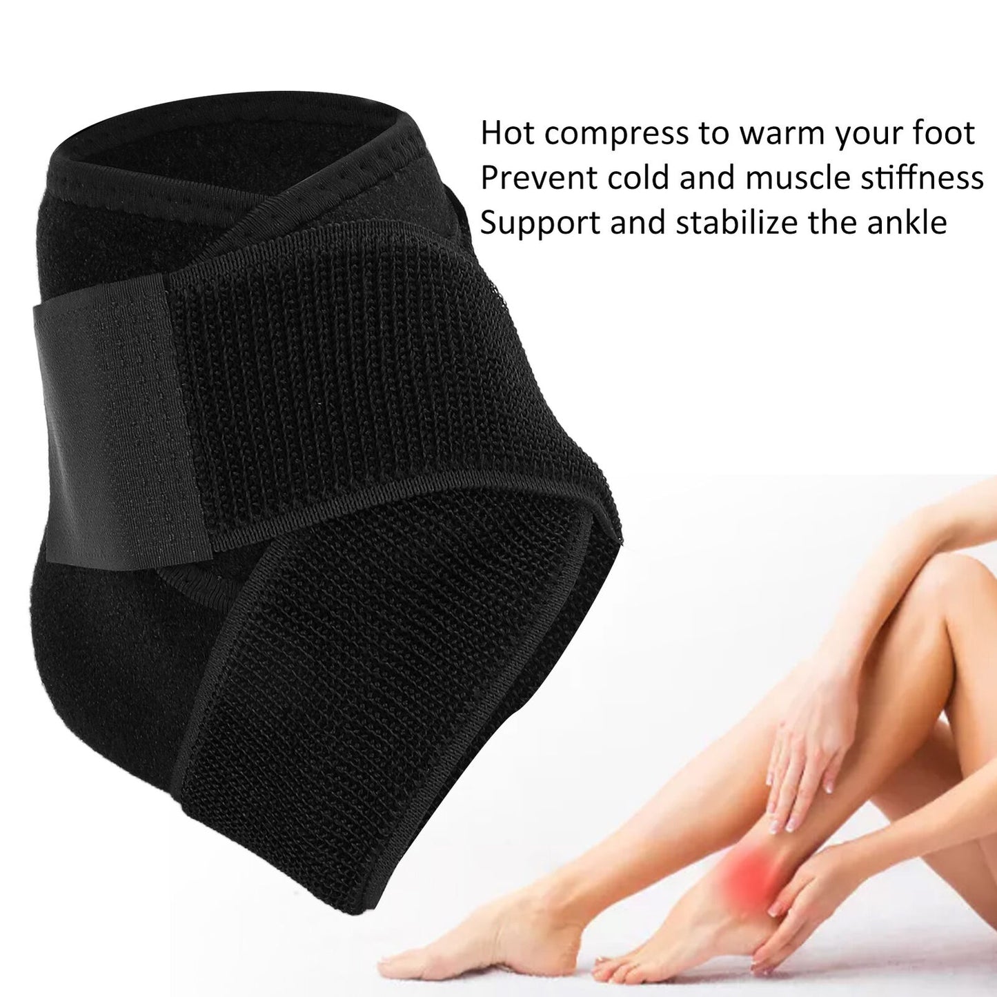 new Heated Ankle Wrap Relieve Discomfort Brace For Sprains Strains Arthritis HGF koeek - KOEEK