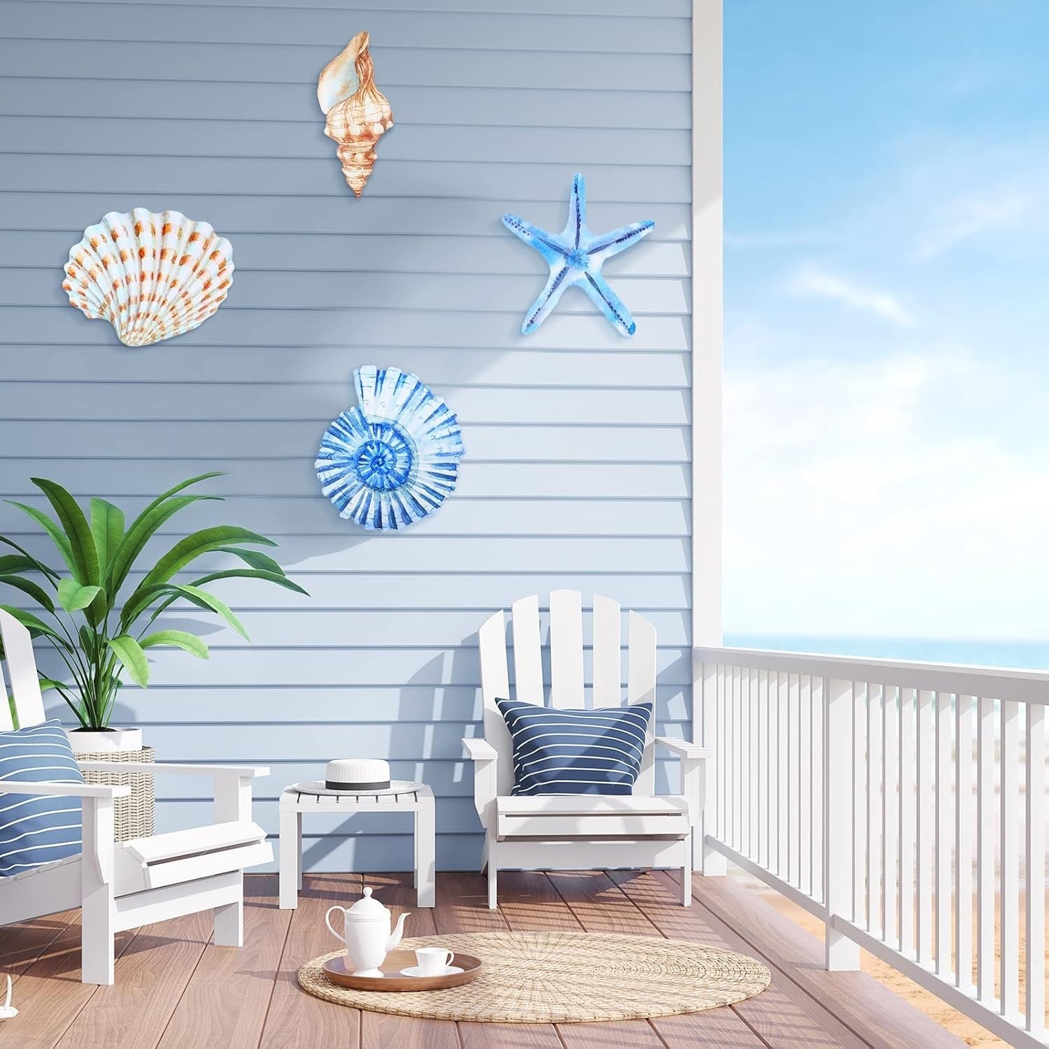 new Yookeer 4 Pcs Beach Wall Decor Seashell Starfish Large, As Pictures Shown YOOKEER - KOEEK