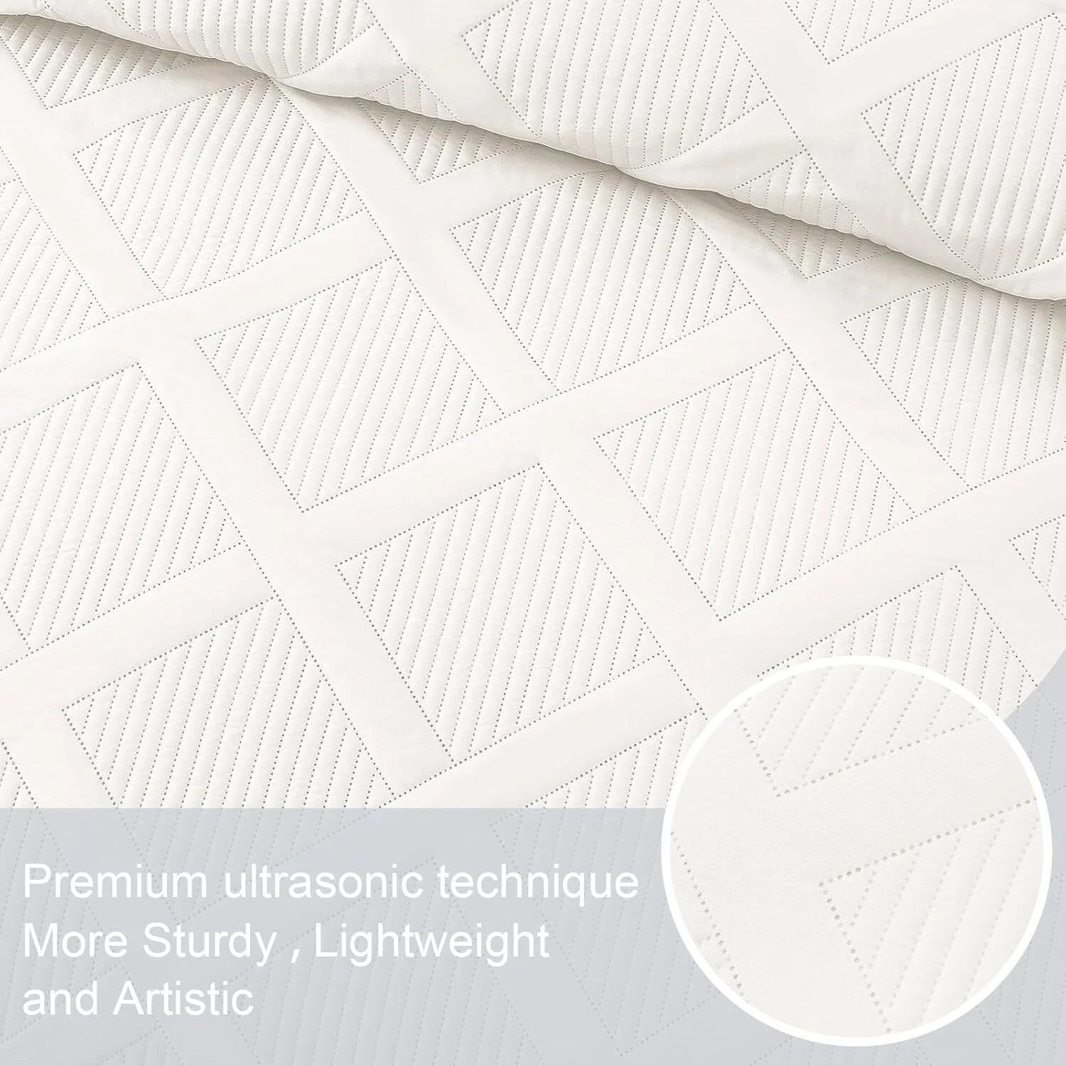 King Size Quilt Set with Modern Striped Pattern, 3 Pieces Summer Lightweight 07FC0E-D4 - KOEEK