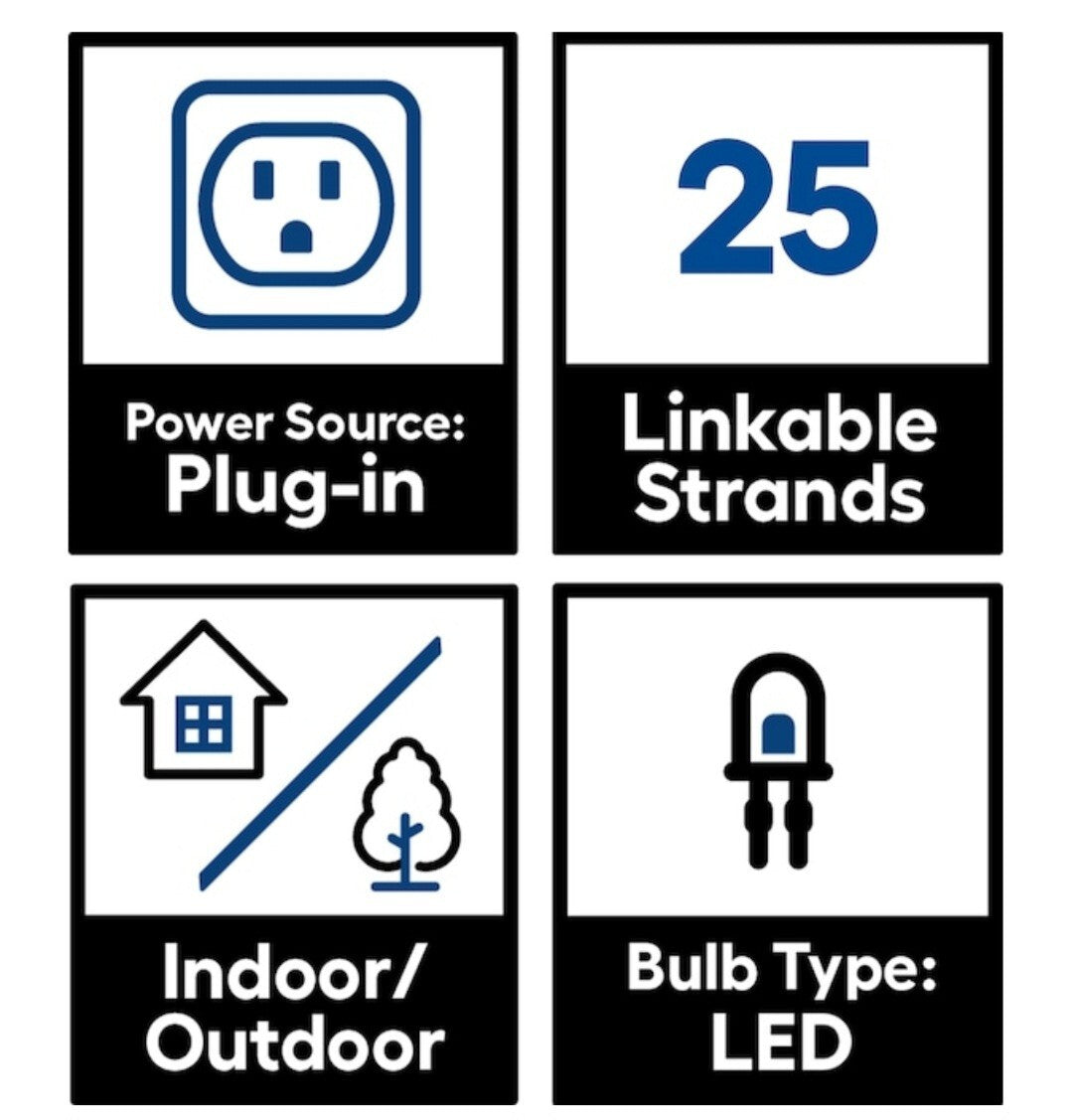 (2 Sets) 12ft LED FENCE STRING LIGHTS -Linkable-Outdoor- Heavy Duty -All Weather 07FC0E-D4 - KOEEK