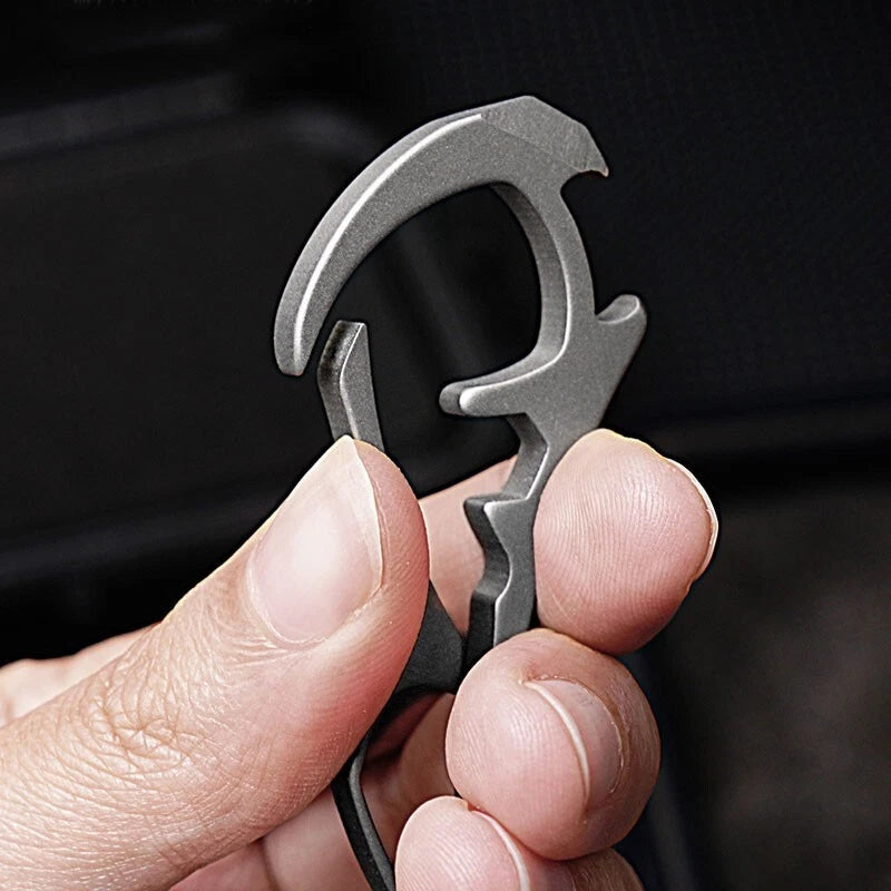 EDC Titanium Alloy Keychain Carabiner Waist Fast Hanging Buckle Bottle Opener 07FC0E-D4 - KOEEK