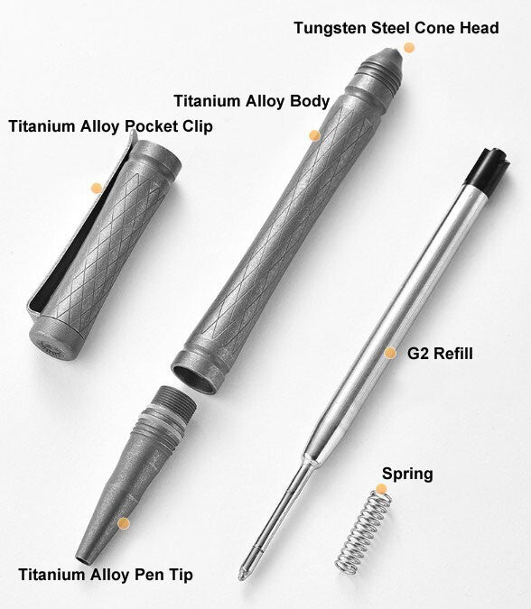 EDC Titanium Alloy Ball Pen Portable Signature Pen Outdoor Multi Writing Tools 07FC0E-D4 - KOEEK