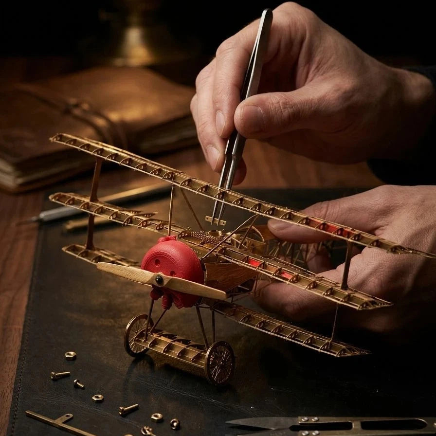 1:48 Copper WWI Fokker Dr.I Triplane Fighter DIY Assembly Aircraft Model 07FC0E-D4 - KOEEK