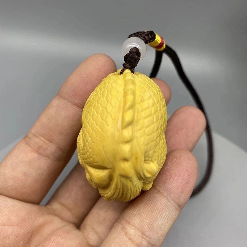 4.5cm Cypress Hand Carved Luck PI Xiu Pendant Fortune Amulet Transship Keychain 07FC0E-D4 - KOEEK