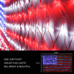 () American Flag Lights, Outdoor String Lights 420 LED Waterproof Led Flag... 07FC0E-D4 - KOEEK