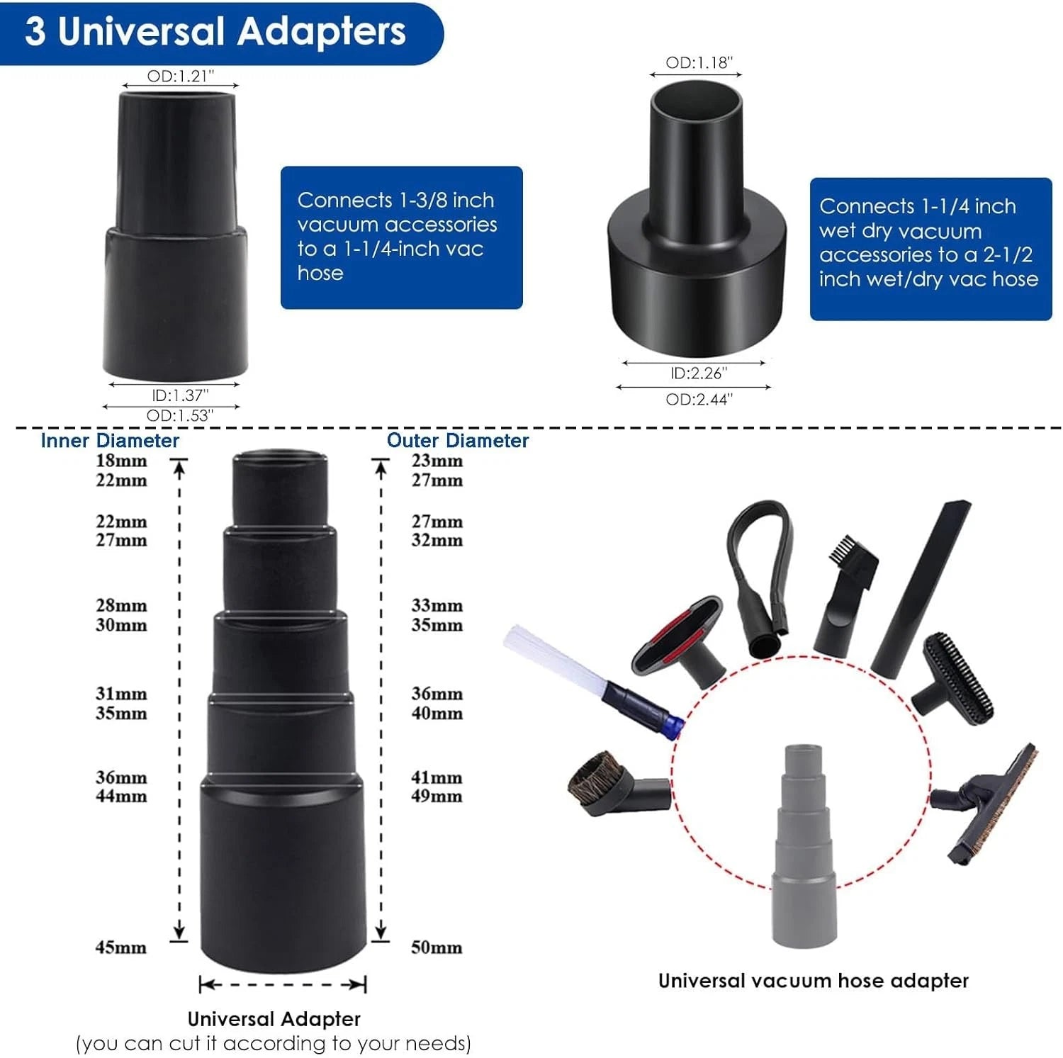 14-piece universal vacuum cleaner accessory and brush head set 07FC0E-D4 - KOEEK