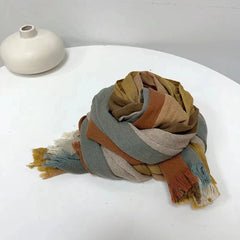 Mens  Cotton Scarf Colorful Stripe Breathable Unisex Stole Shawl Neckerchief 07FC0E-D4 - KOEEK