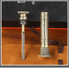 2 in 1 Vintage Brass Tang Grass Pipe Tamper Press Stick Tobacco Cleaner Tool 07FC0E-D4 - KOEEK