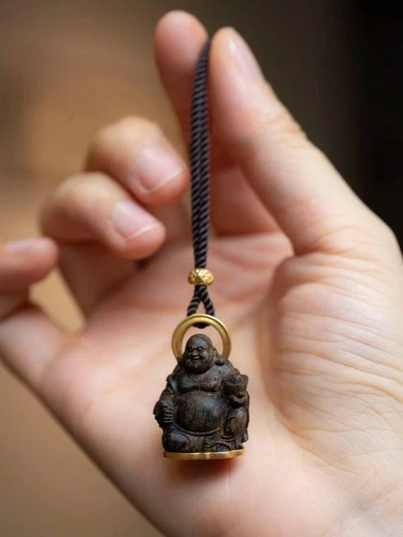 Copper Alloy Mini Buddha Amulet Pendant Necklace Chinese Style Vintage 07FC0E-D4 - KOEEK