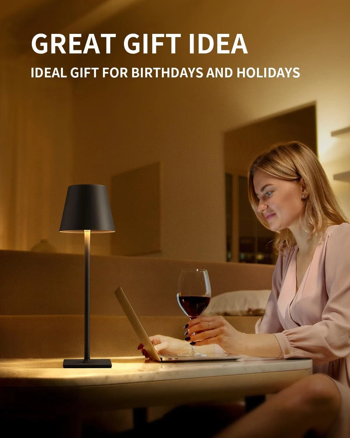 2 Pack Cordless Table Lamp,Portable LED Desk Lamp, 5000mAh Battery Operated 07FC0E-D4 - KOEEK