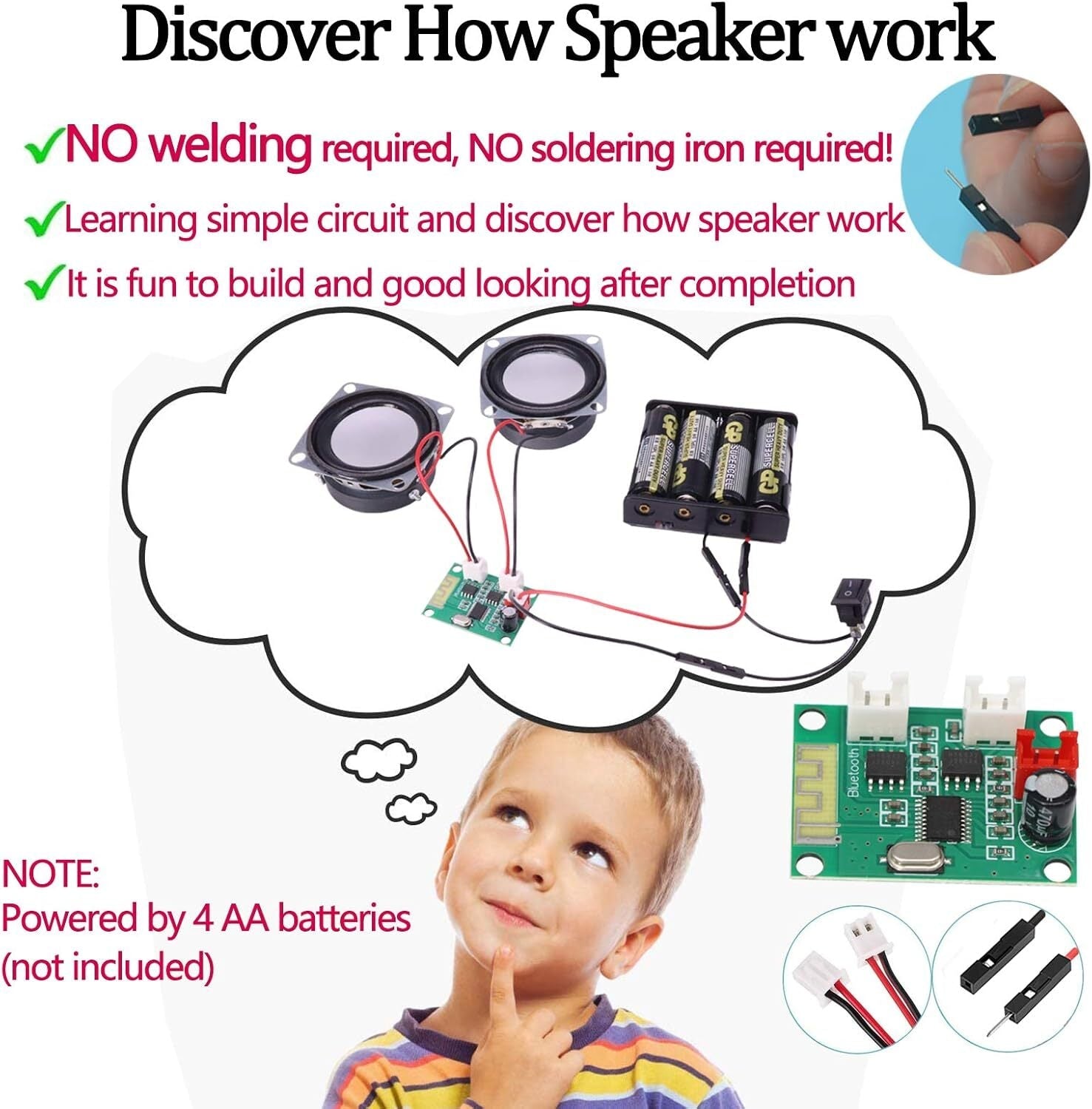 new DIY Bluetooth Speaker Box Kit Electronic Sound Amplifier - Build Your Pink 07FC0E-D4 - KOEEK