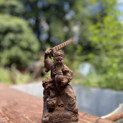 19x9cm Zhao Gongming Wealth God Agarwood Wood Carving Figurine Feng Shui Decor 07FC0E-D4 - KOEEK