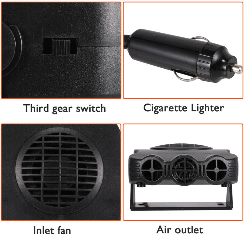 ny 200W Bærbar elektrisk bilvarmer 12V DC Varmevifte Defogger Defroster Demister