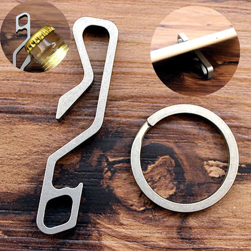 EDC titanium Multifunctional tool Keychain key ring Corkscrew Opener phone stand 07FC0E-D4 - KOEEK