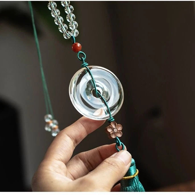 Natural Crystal Safe Travel Coin Car Hanging Pendant Amulet Good Luck Decoration 07FC0E-D4 - KOEEK