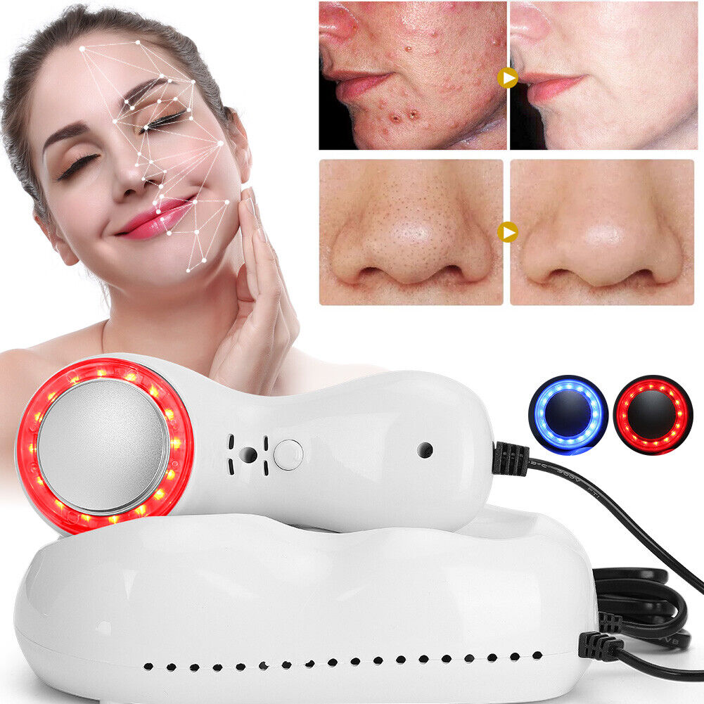 ny Hot Cold Hammer Rød Blå Lys Facial Skin Stram Beauty Machine US Plug 11 ABE